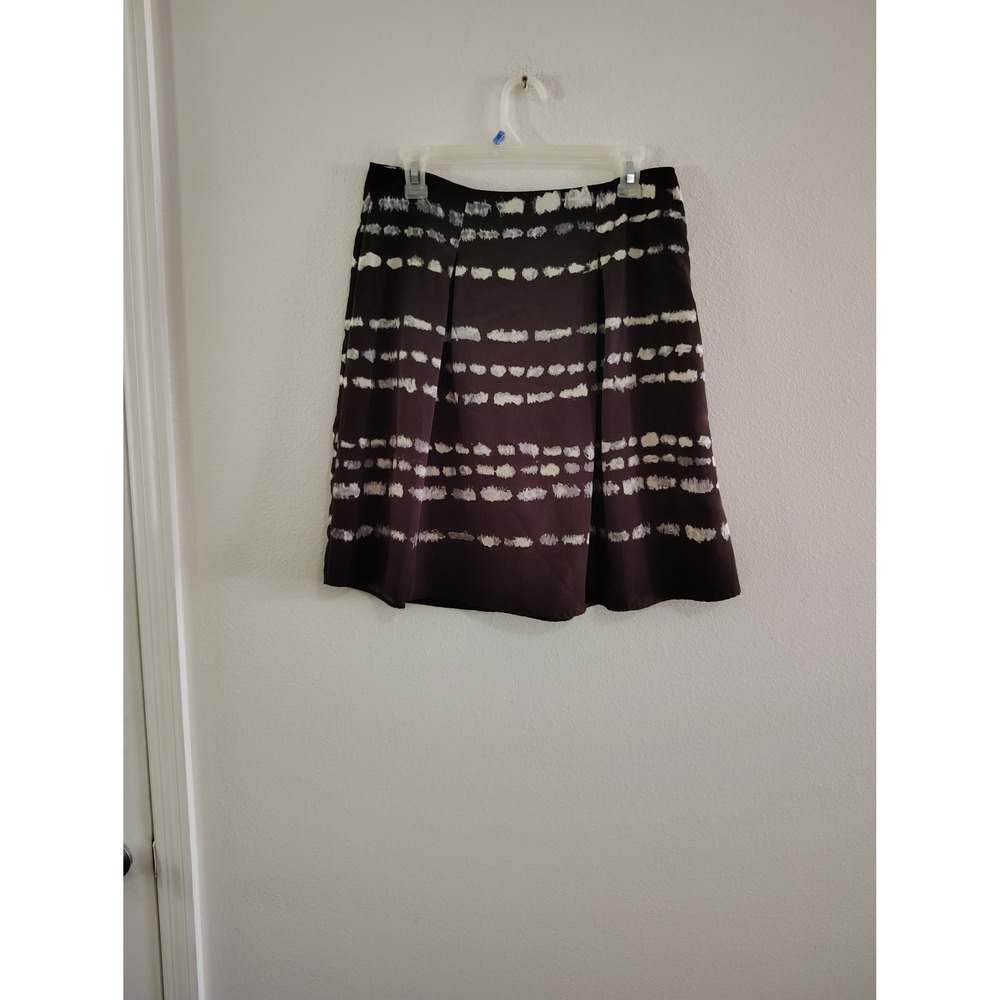 Simply Vera Vera‎ Wang Brown Textured Brushstroke Pleated A-Line Skirt Size 4